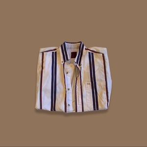 Vertical Striped Short Sleeve Button Up